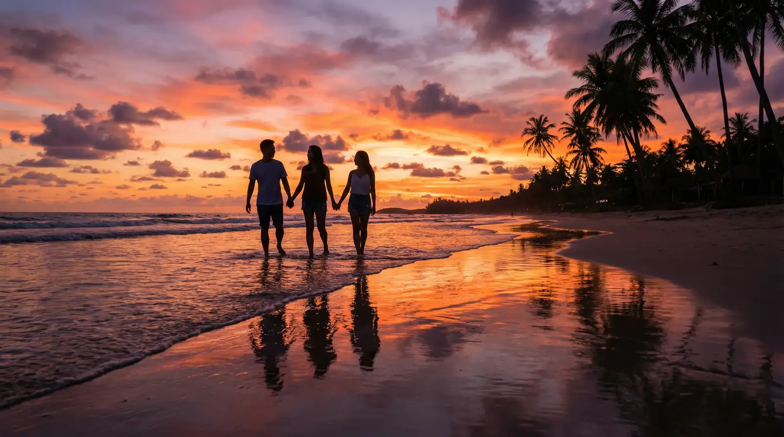 爱情岛 嘉宾在海角日落时分的浪漫剪影